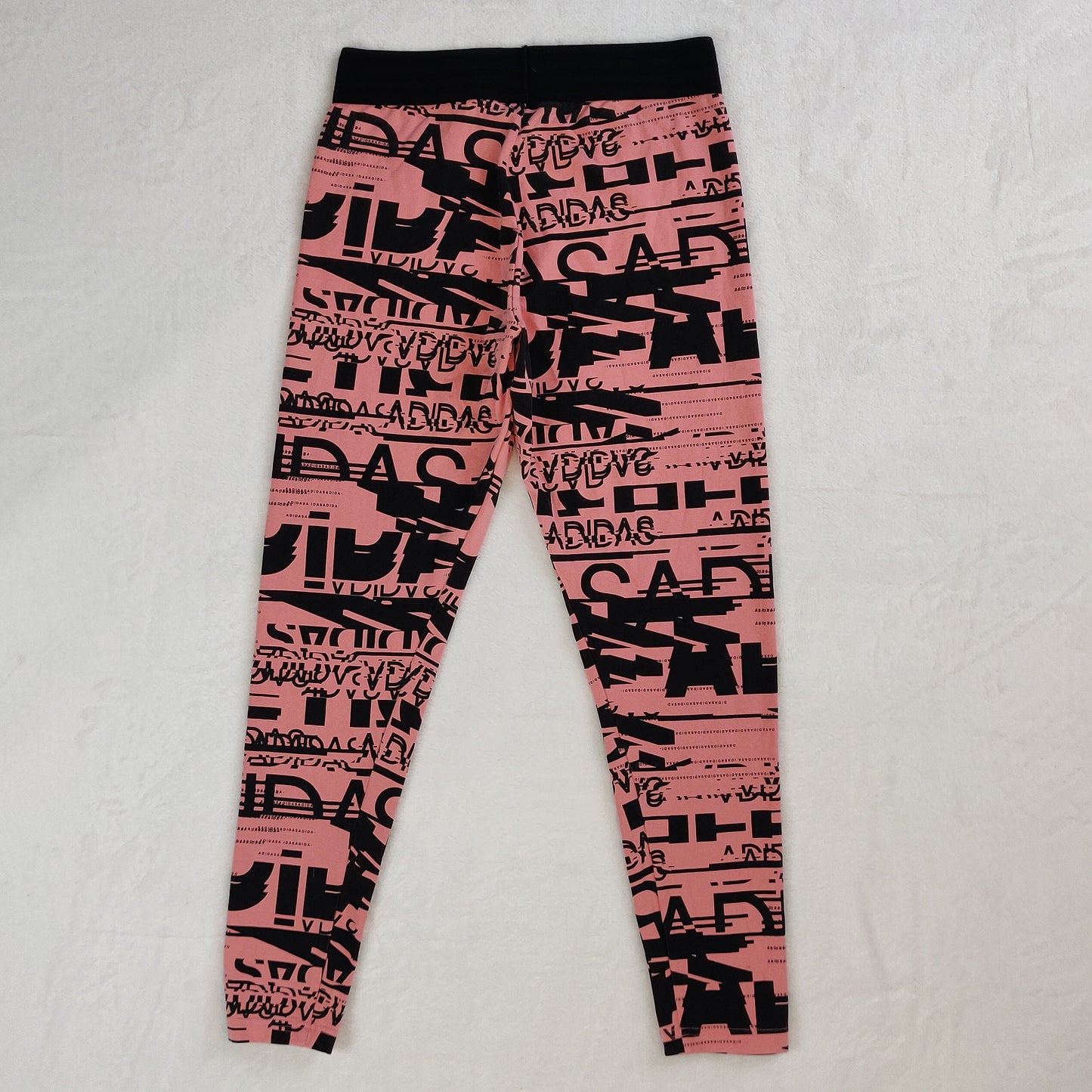 Adidas Pink Black Sport ID Allover Print Mid Rise Leggings Women Medium ~ BP9276