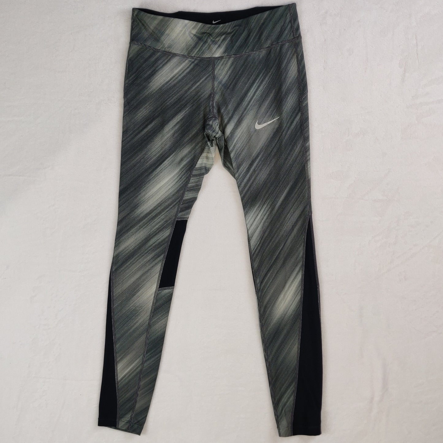 Nike Dri-Fit Power Printed Grey Mid Rise Leggings Women Medium ~ 863732-010