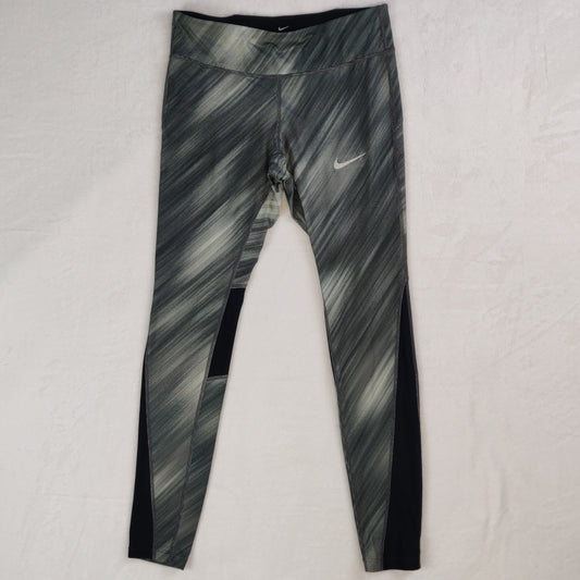 Nike Dri-Fit Power Printed Grey Mid Rise Leggings Women Medium ~ 863732-010