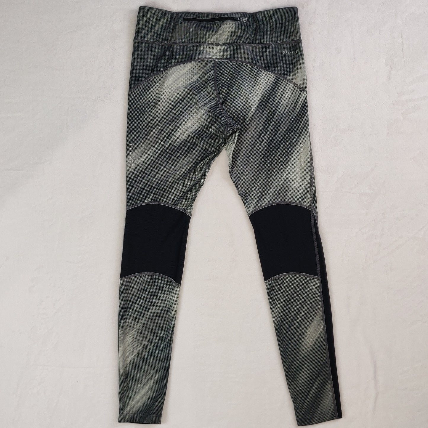 Nike Dri-Fit Power Printed Grey Mid Rise Leggings Women Medium ~ 863732-010