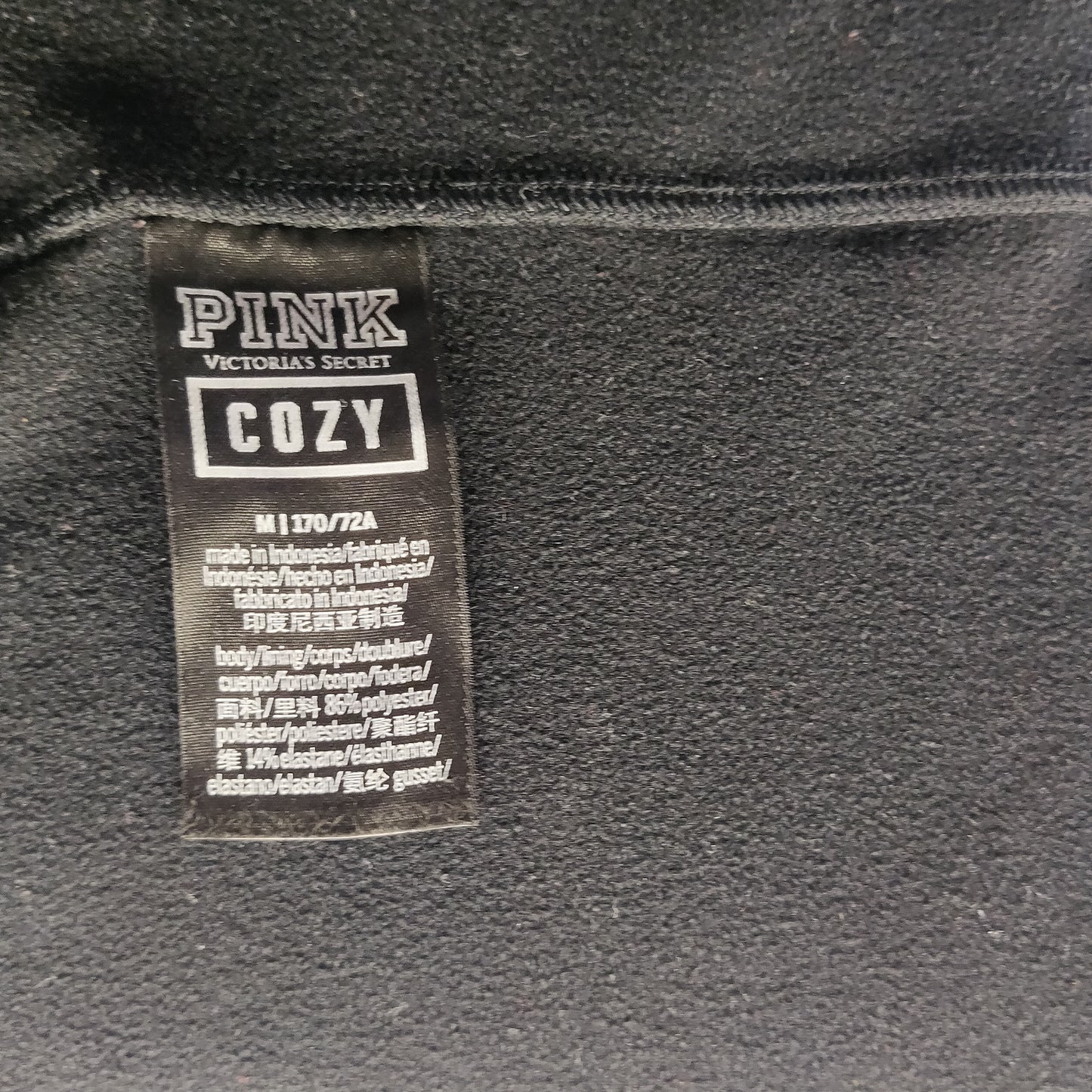 Victoria's Secret Pink Black Cozy Fleece Lined Mid Rise Leggings Women Medium