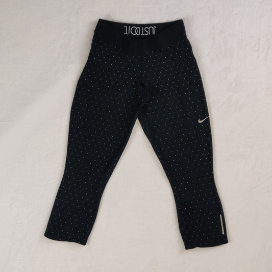 Nike Dri-Fit Just Do It Black Running Yoga Polka Dot Capri Leggings Women Small
