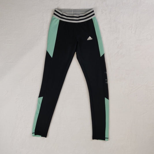 Adidas Climalite Black Green Running Yoga Gym Leggings Women Size XS UK 4-6