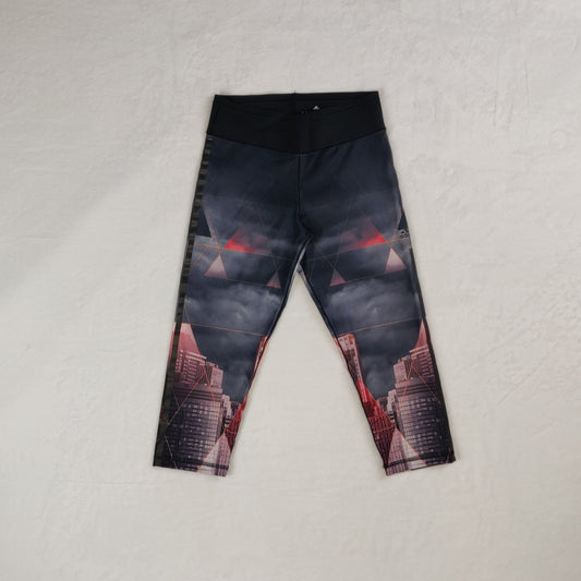 Adidas Climalite Black Grey Pink Ultimate City Capri Leggings Women Small ~ AJ5065