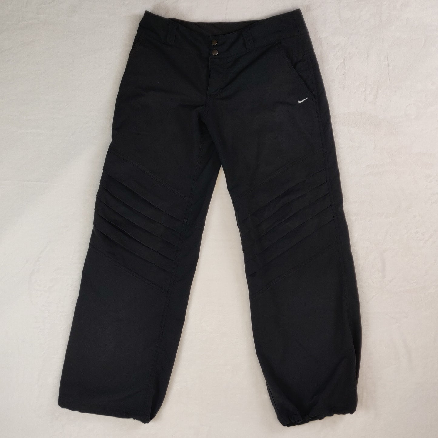 Nike Fit-Dry Vintage Y2K Black Windbreaker Track Pants Trousers Women Size UK 10