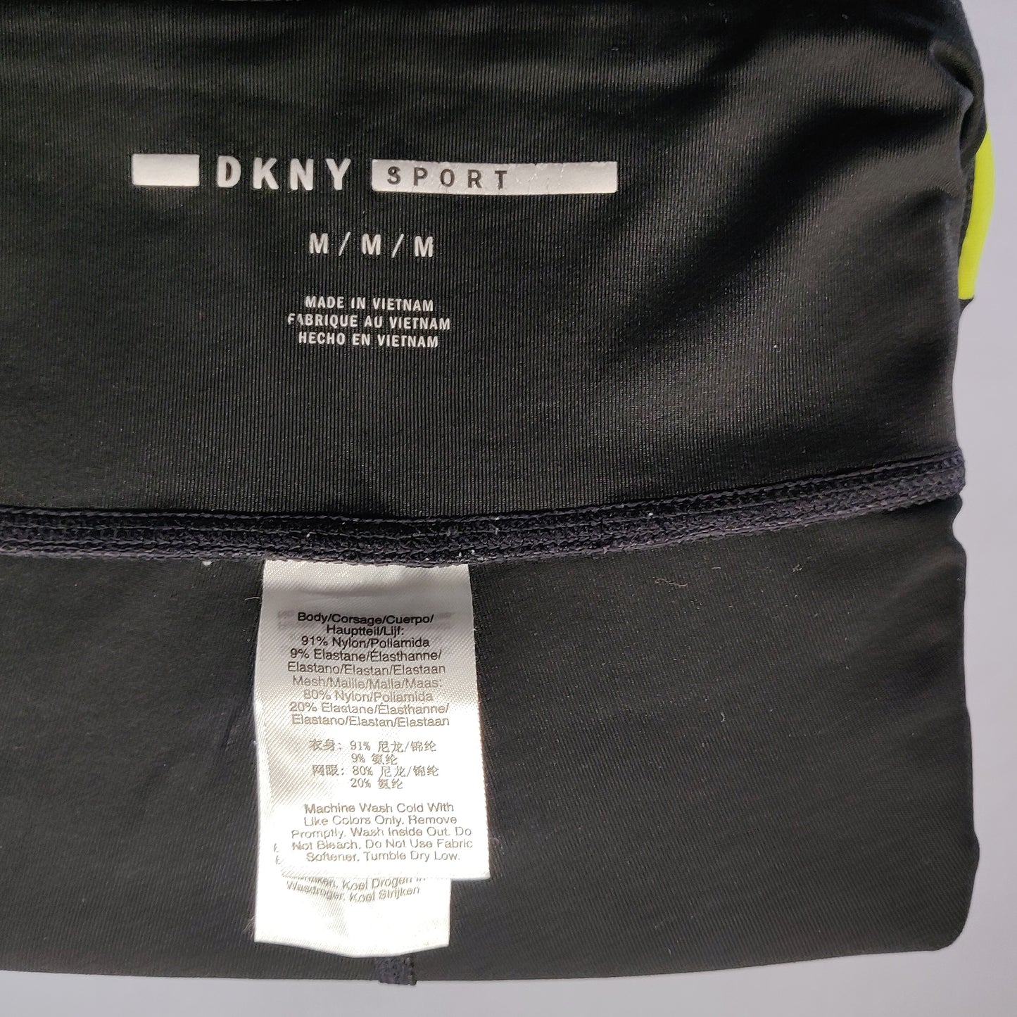 DKNY Sport Black Yellow High Rise Capri Leggings Women Size Medium