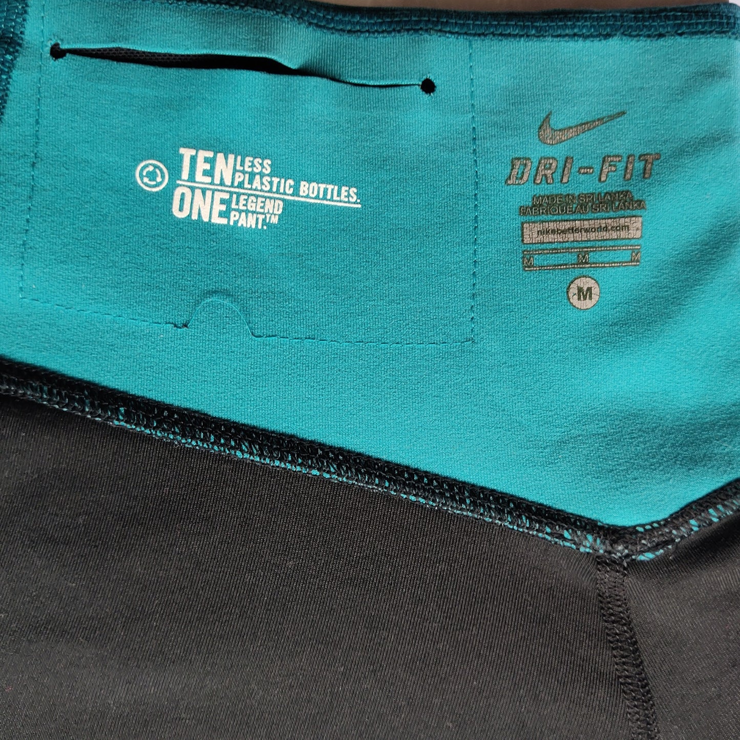 Nike Dri-Fit Legend 2.0 Black Ti Poly High Rise Leggings Women Medium ~ 548510-016