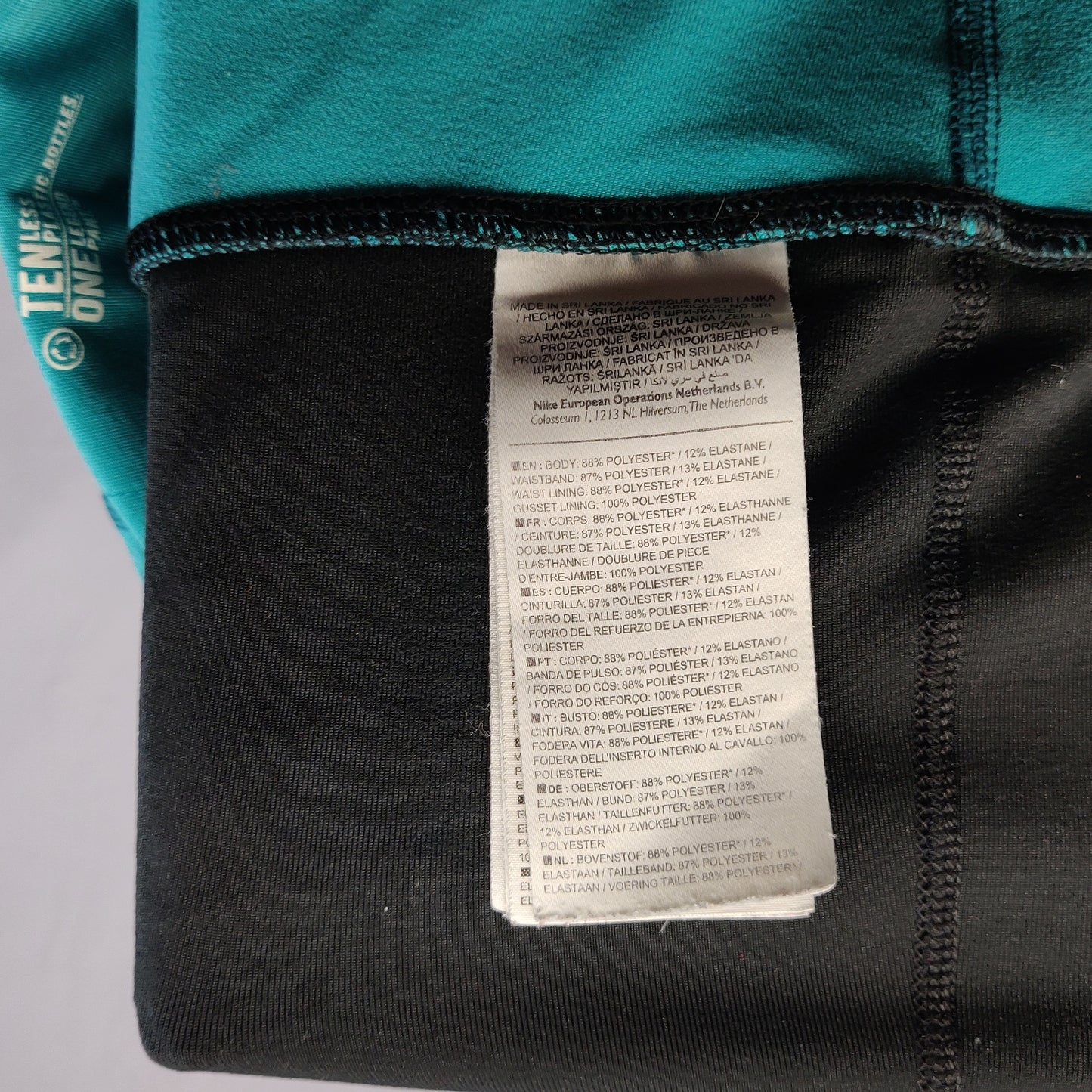 Nike Dri-Fit Legend 2.0 Black Ti Poly High Rise Leggings Women Medium ~ 548510-016