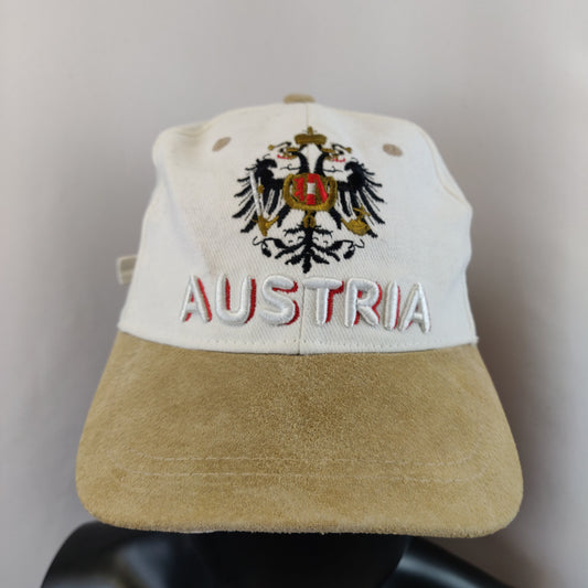Austria Embroidered Crest White Beige Baseball Cap Adjustable Hat Men Unisex