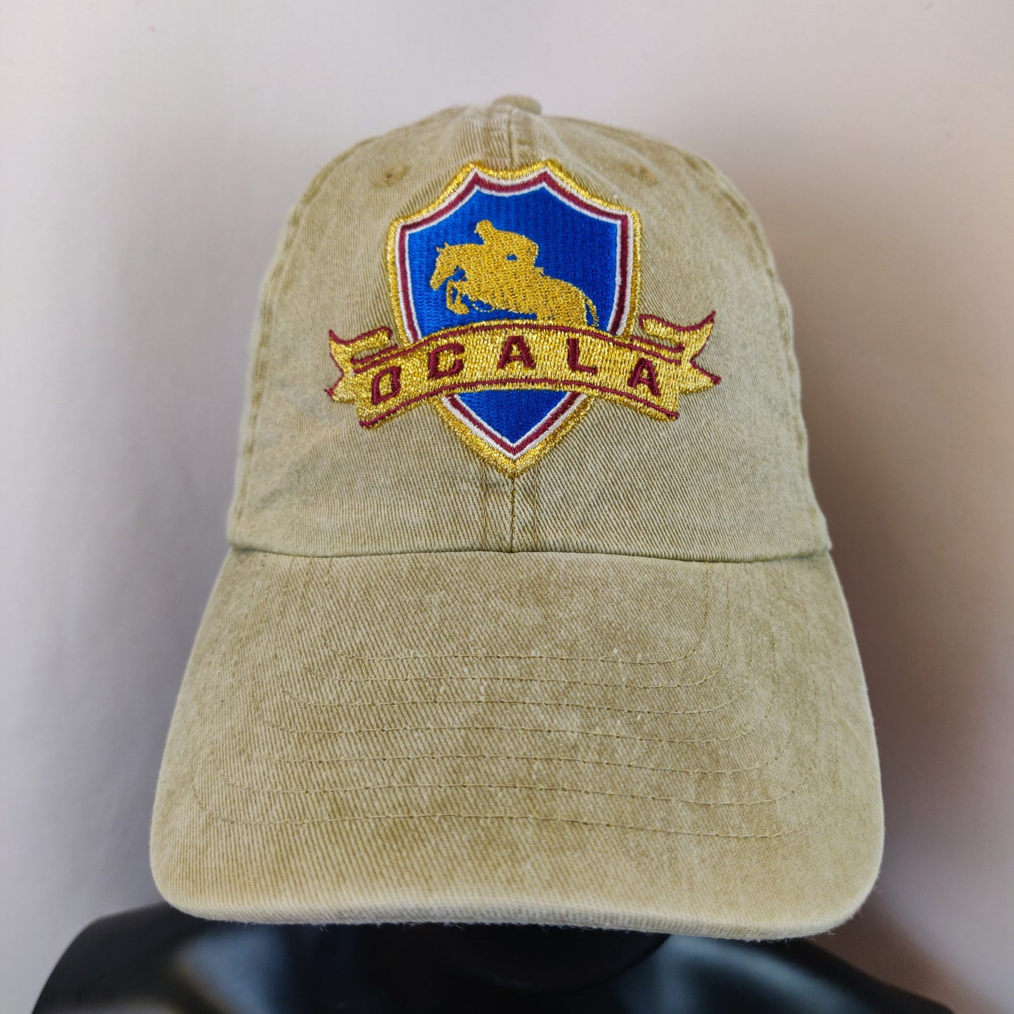 Bistinrtibe Headwear Ocala Vintage Horse Riding Beige Twill Baseball Cap Hat Men