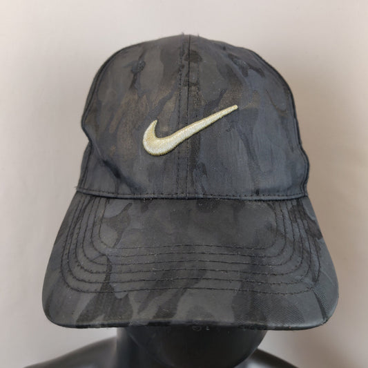 Nike Black Grey Camoflauge Swoosh Adjustable Baseball Cap Hat Men Unisex