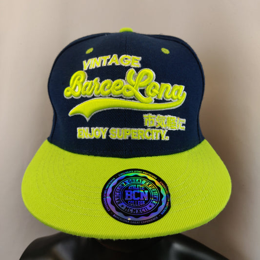 Barcelona Vintage Fluorescent Navy Blue College Snapback Hat Cap Men Unisex