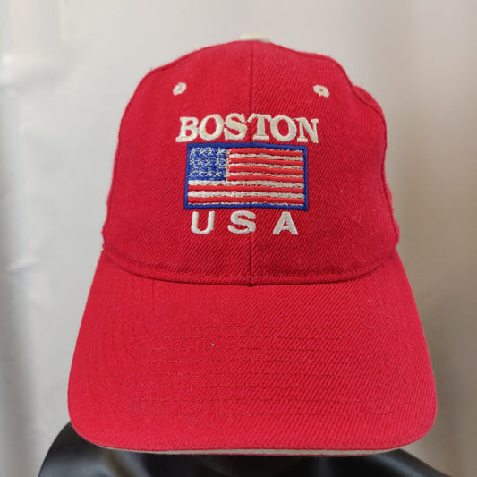 Boston USA Flag Vintage Sandwich Cap Red Baseball Cap Hat Men Unisex