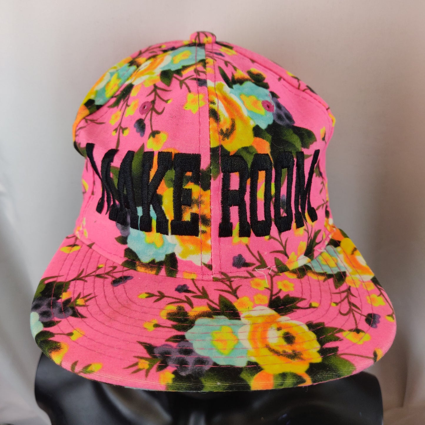 Make Room Pink Floral Flower Print Spell Out Snapback Hat Cap Women