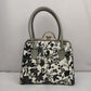 White Black Green Floral Flower Leather Gold Jewel Handbag Shoulder Bag Women