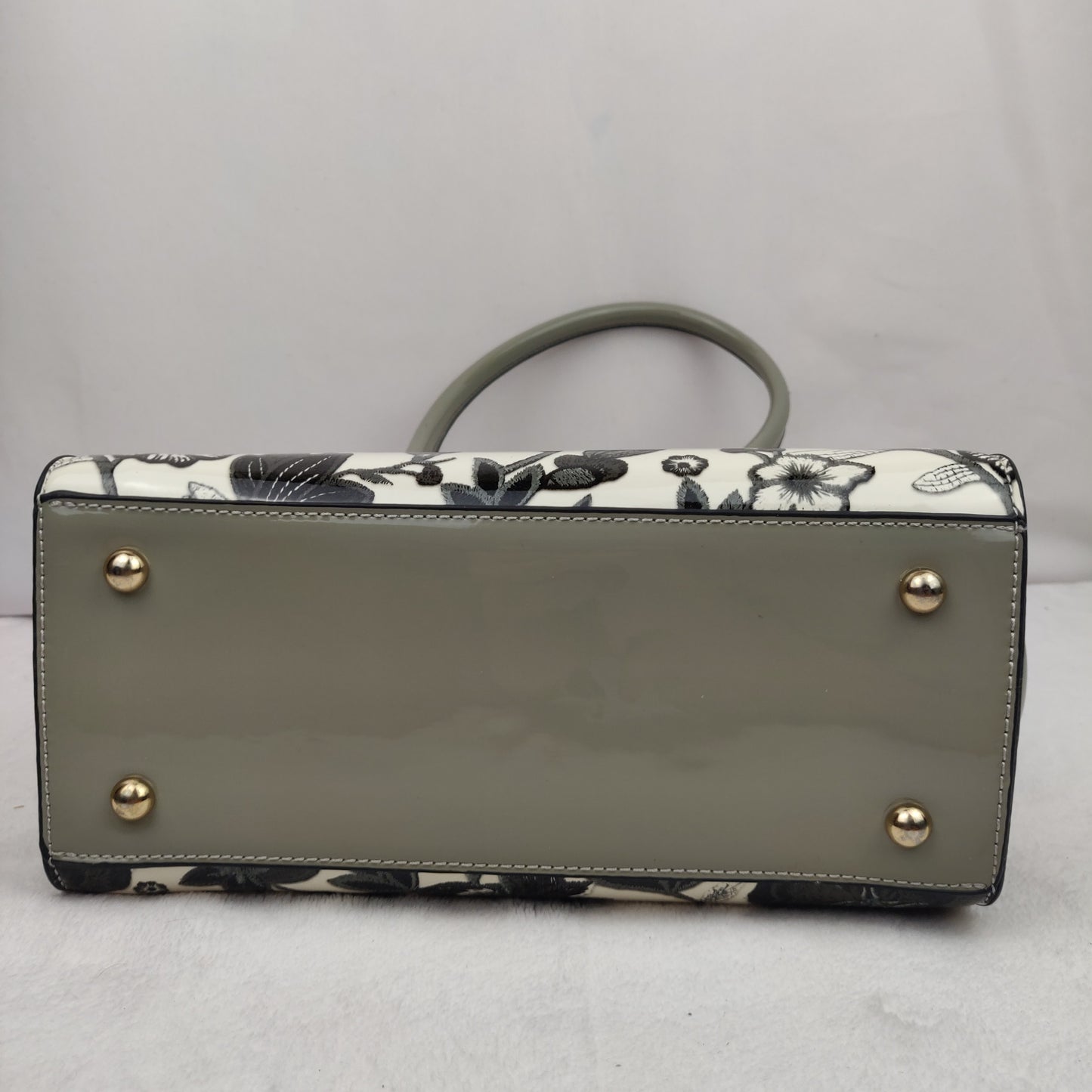 White Black Green Floral Flower Leather Gold Jewel Handbag Shoulder Bag Women