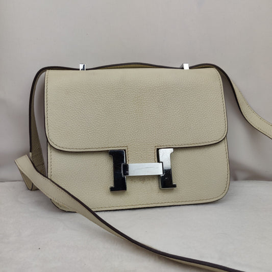 Hermès Constance 18 Mini White Pearl Leather Shoulder Bag Women