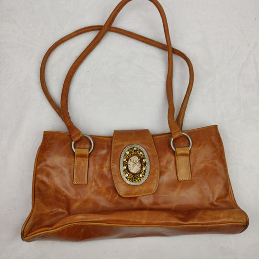 Gucci Vintage Brown Leather Shoulder Bag Handbag Women