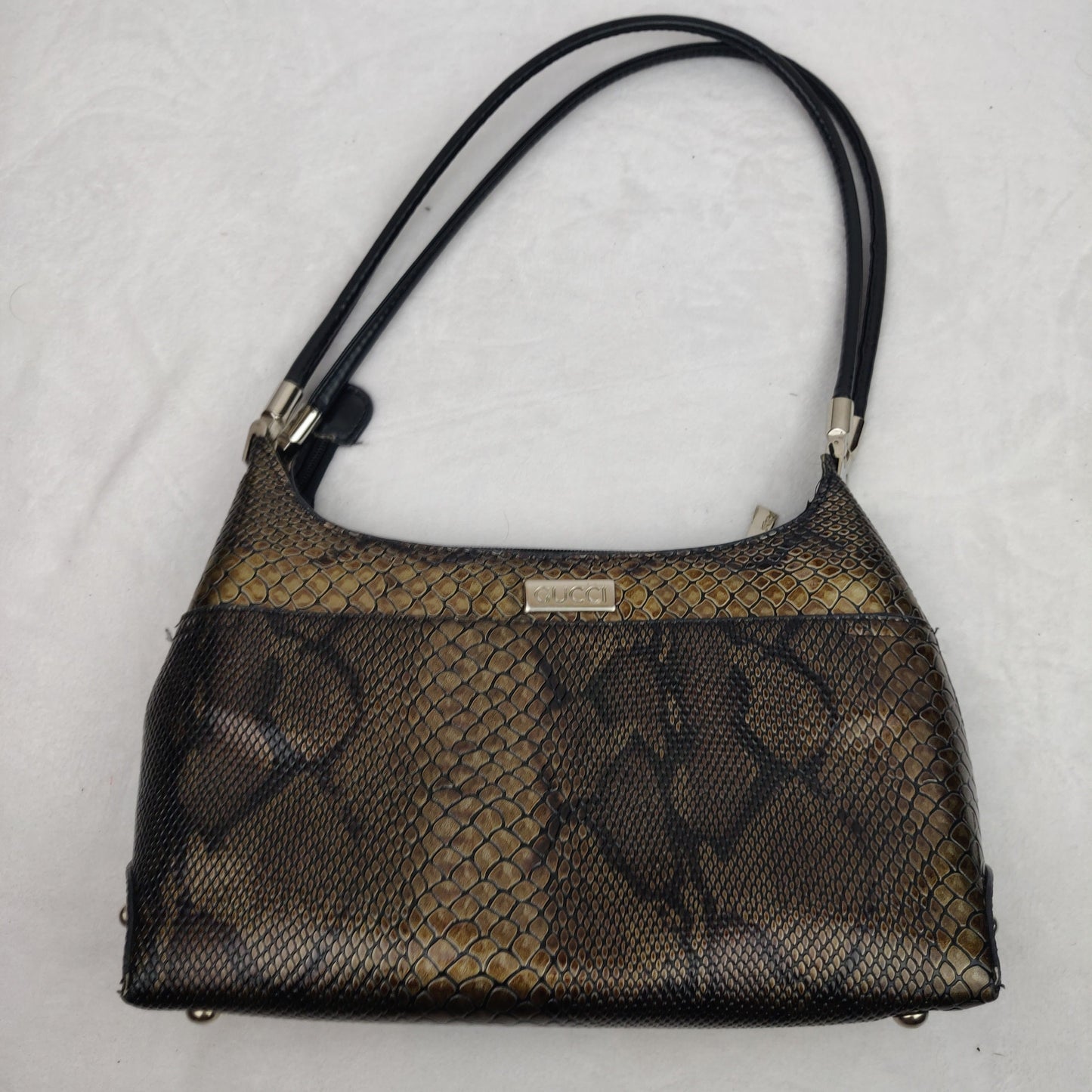 Gucci Vintage Snake Skin Leather Shoulder Bag Handbag Women