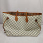 Louis Vuitton White Damier Azur Neverfull MM N51107 Shoulder Tote Bag Women