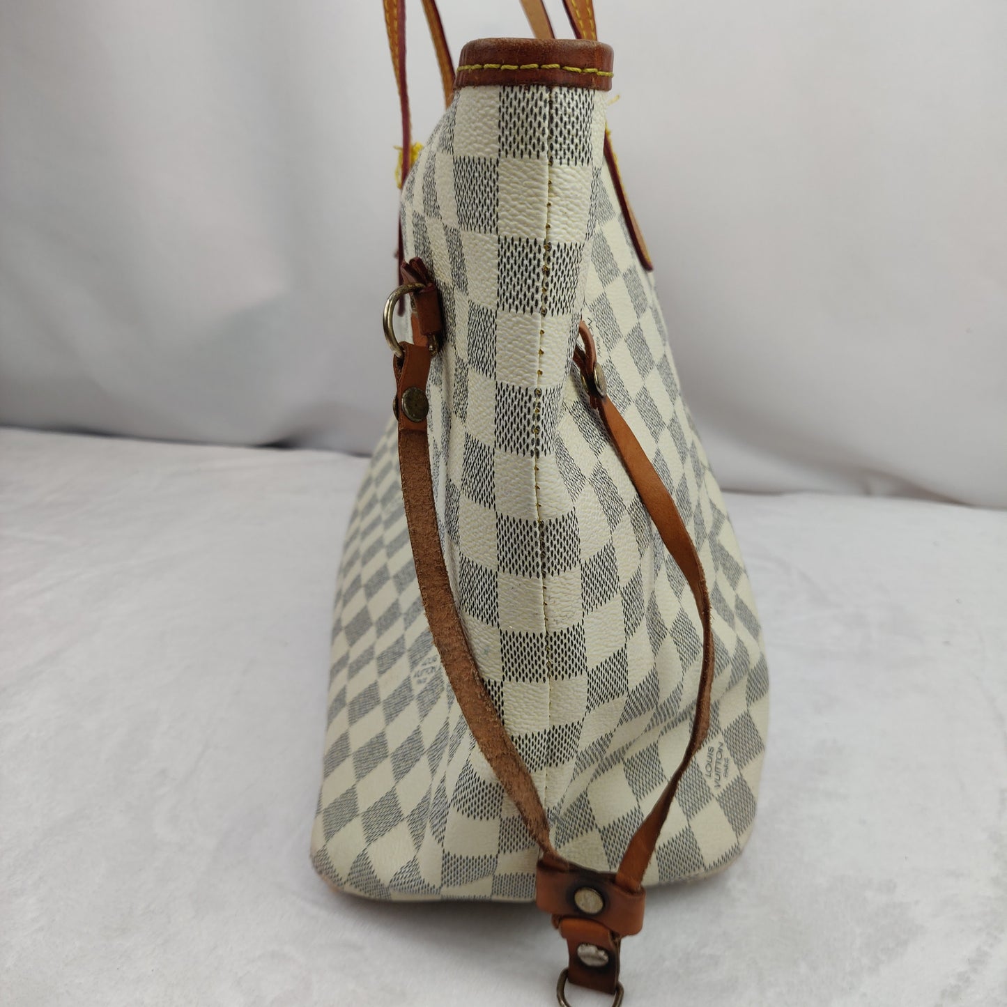 Louis Vuitton White Damier Azur Neverfull MM N51107 Shoulder Tote Bag Women
