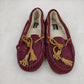 K's by Clarks Burgundy Berry Suede Leather Wake Me Moccasin Slippers Women UK 6