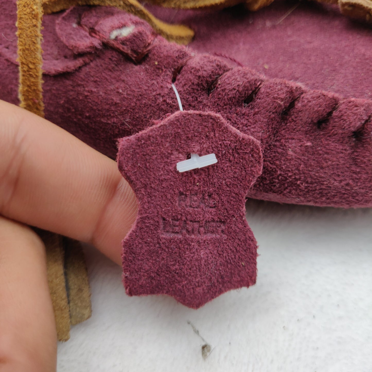 K's by Clarks Burgundy Berry Suede Leather Wake Me Moccasin Slippers Women UK 6