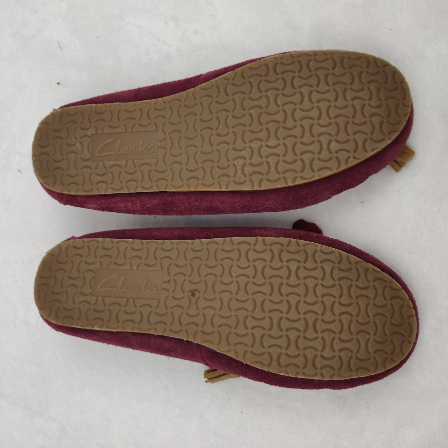 K's by Clarks Burgundy Berry Suede Leather Wake Me Moccasin Slippers Women UK 6