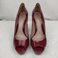 Gucci Lisbeth Burgundy Red Patent Leather Peep Toe Platform High Heels UK 6 EU 39