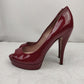 Gucci Lisbeth Burgundy Red Patent Leather Peep Toe Platform High Heels UK 6 EU 39