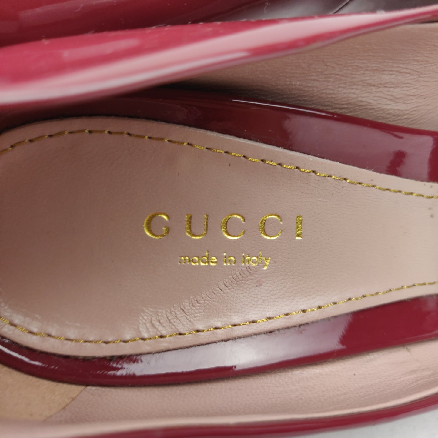 Gucci Lisbeth Burgundy Red Patent Leather Peep Toe Platform High Heels UK 6 EU 39