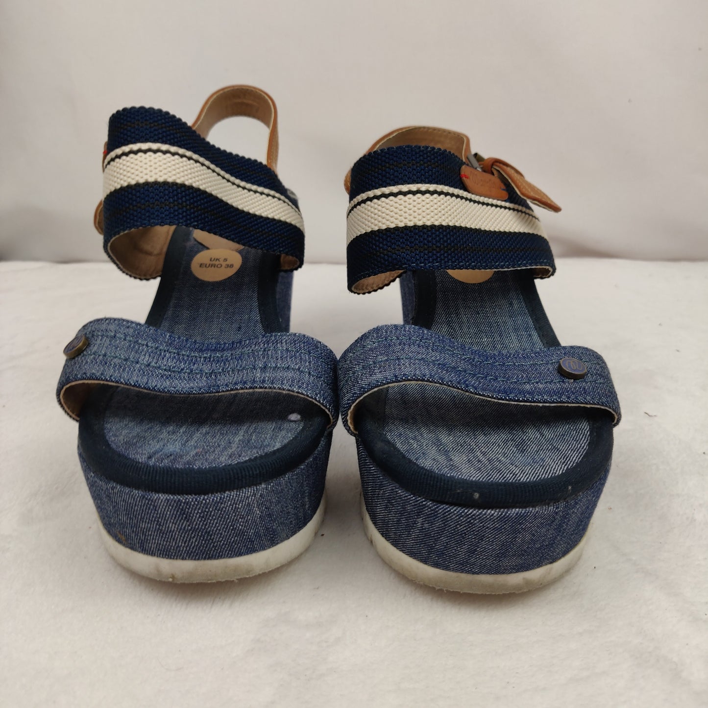Wrangler Memory Foam Blue Jean Platform Wedge Sandals Women UK 5 EU 38