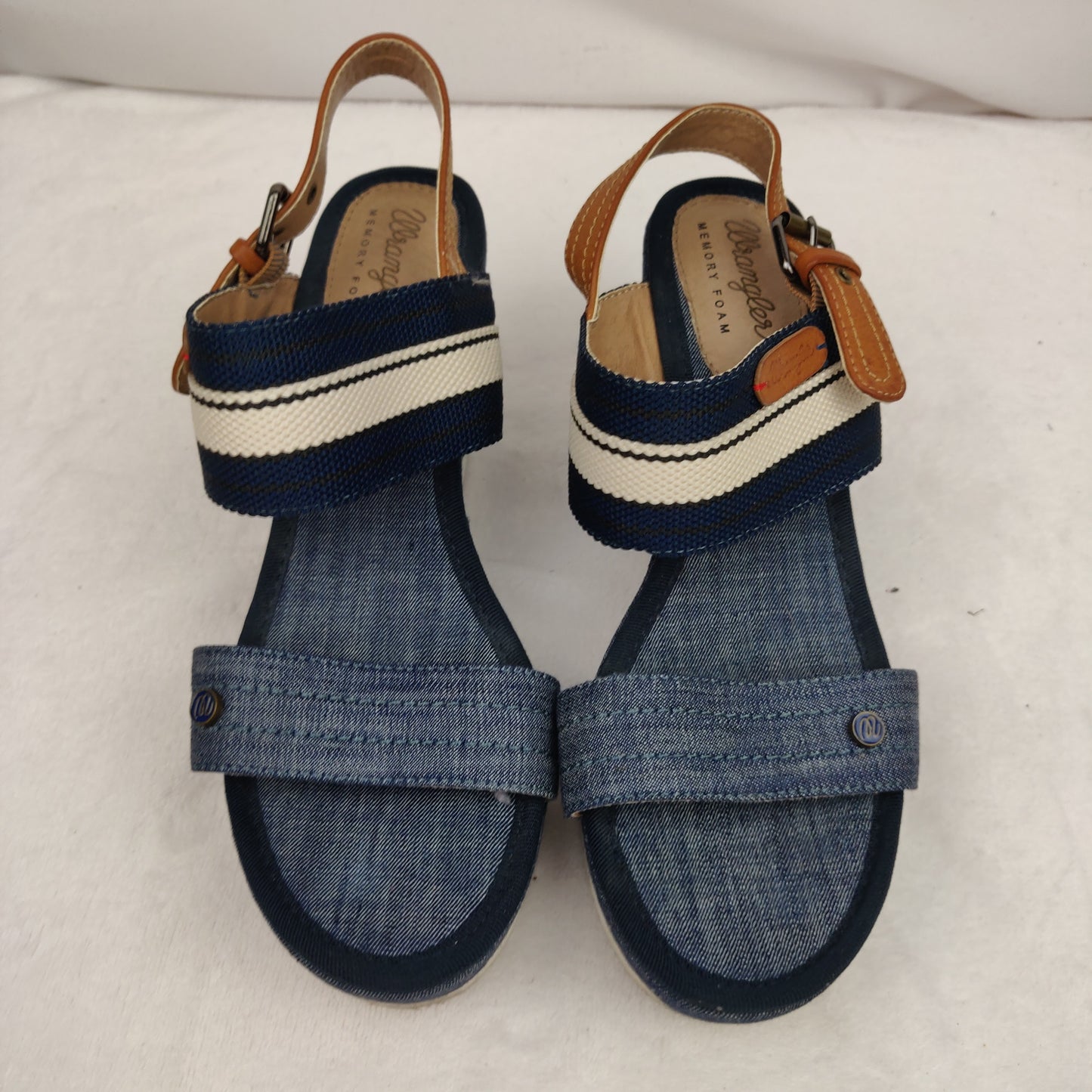 Wrangler Memory Foam Blue Jean Platform Wedge Sandals Women UK 5 EU 38