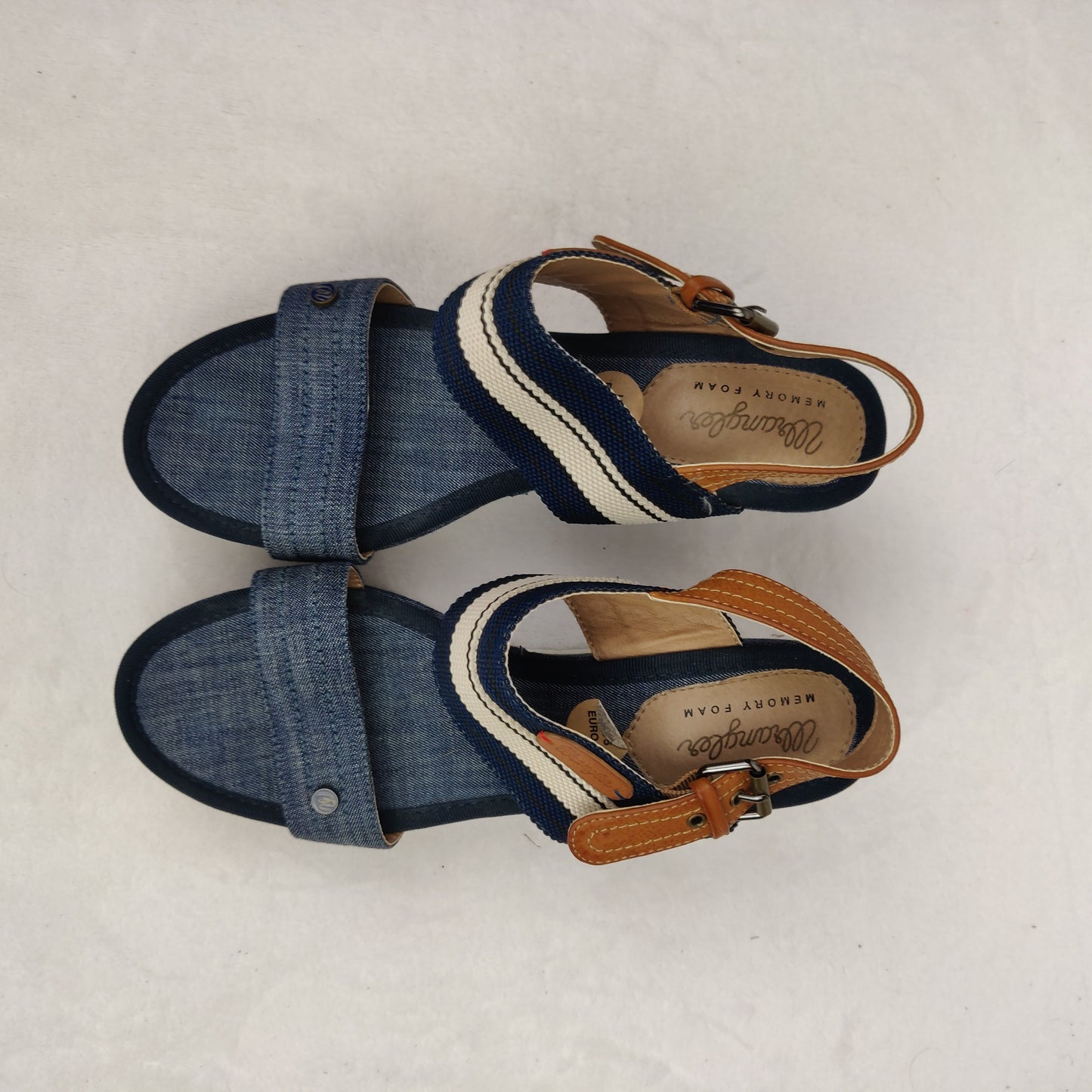 Wrangler Memory Foam Blue Jean Platform Wedge Sandals Women UK 5 EU 38