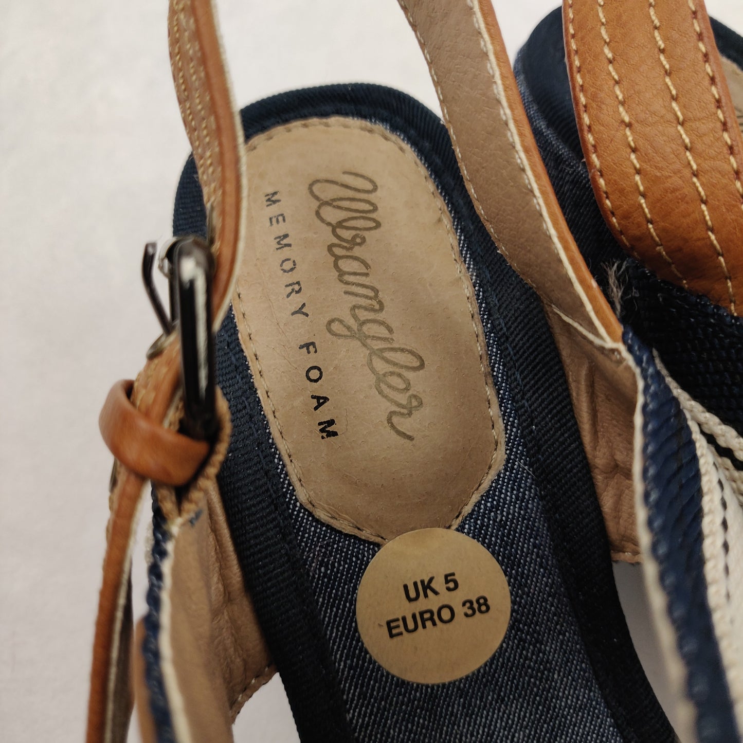 Wrangler Memory Foam Blue Jean Platform Wedge Sandals Women UK 5 EU 38