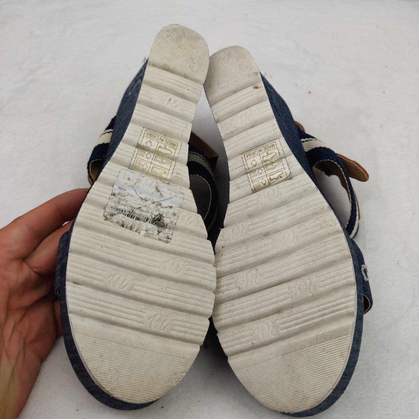 Wrangler Memory Foam Blue Jean Platform Wedge Sandals Women UK 5 EU 38