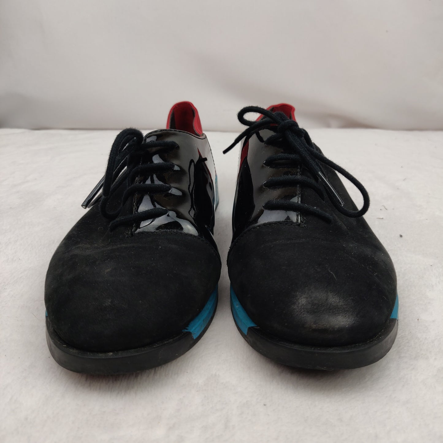 Camper Black Red Blue Patent Leather Slingback Oxford Flats Shoes UK 4 EU 37