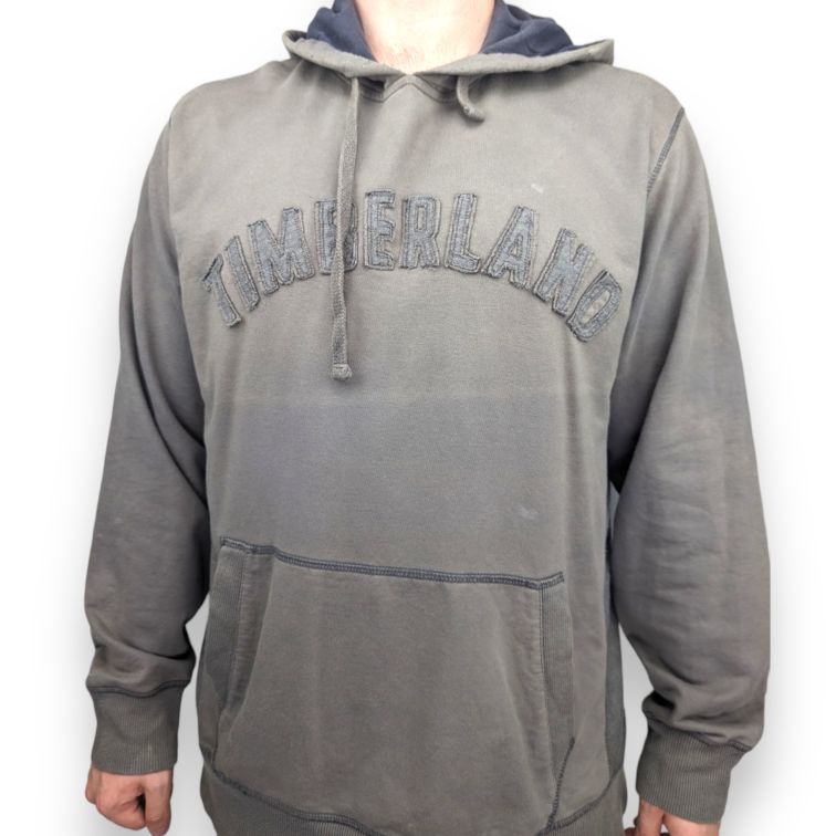 Timberland Vintage Khaki Green Embroidered Pullover Hoodie Men Size Large
