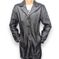 EL Vintage Black Real Leather Trench Coat Women Size UK 14