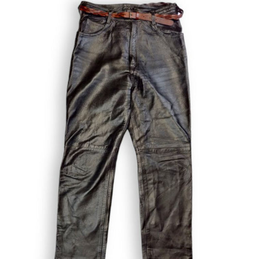 Sardar Vintage Brown Leather Biker Trousers Women Size UK 16