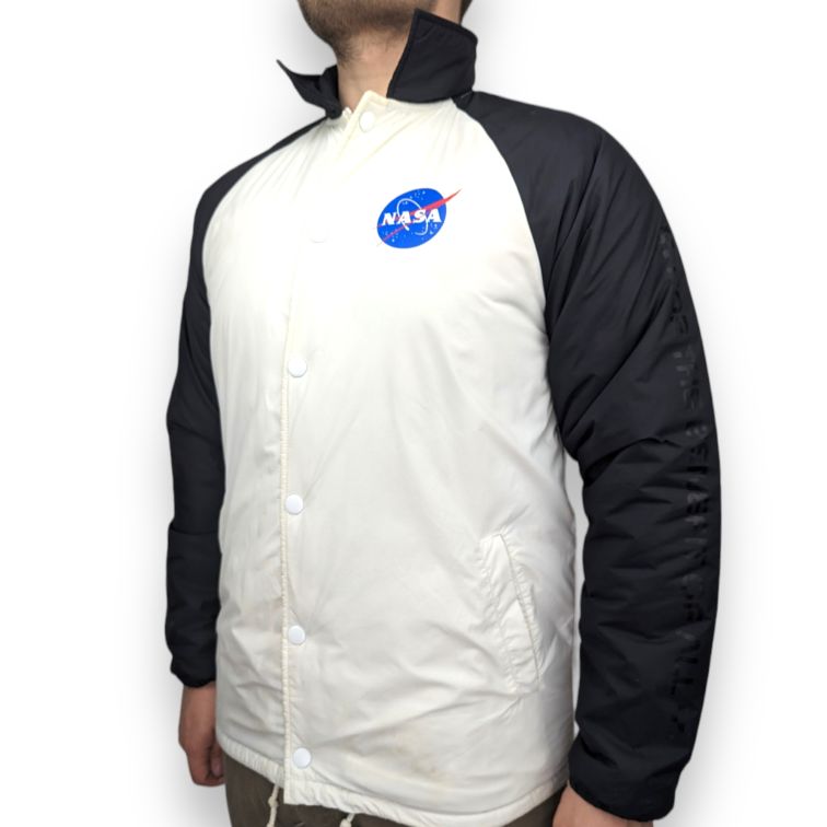 Vans White NASA Space Voyager Button Padded Jacket Men Size Medium