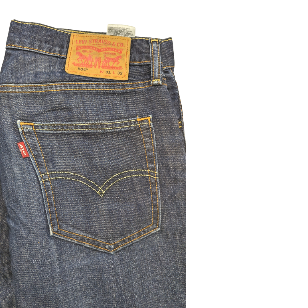Levi's 504 Blue Regular Straight Fit Jeans Men Size W31/L32