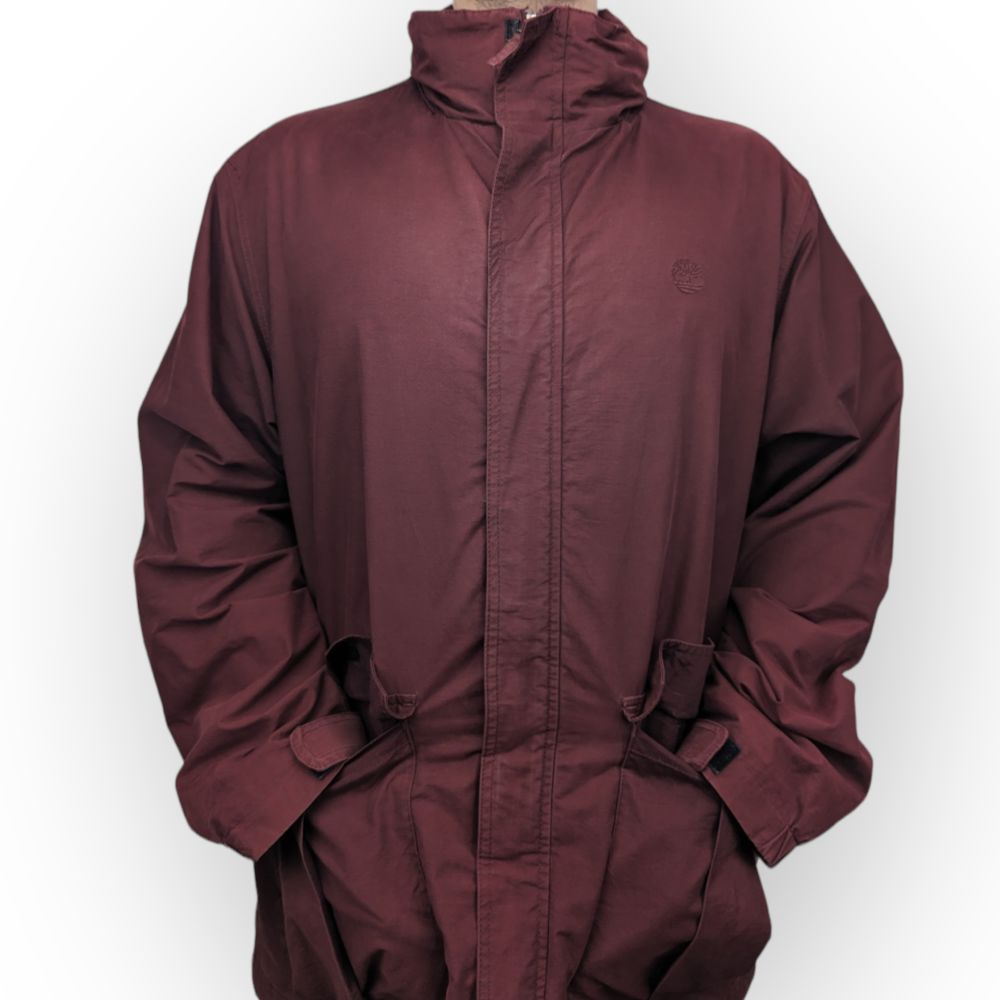 Timberland Vintage Burgundy Windbreaker Jacket Men Size Large