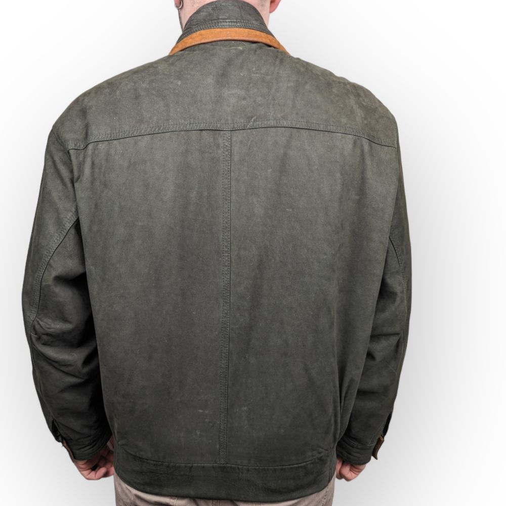 Vera Pelle Italian Vintage Green Soft Leather Jacket Men Size XL