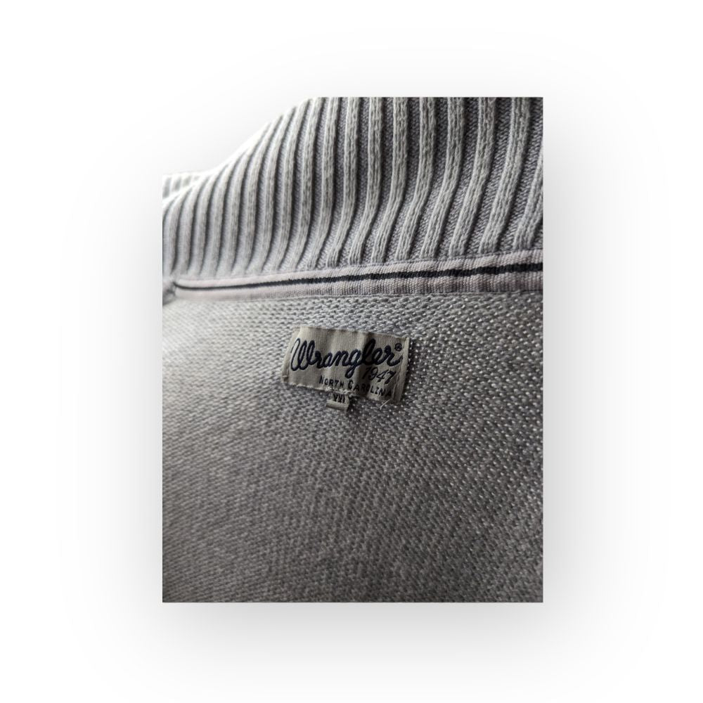 Wrangler Grey Cotton Full-Zip Sweatshirt Men Size 2XL