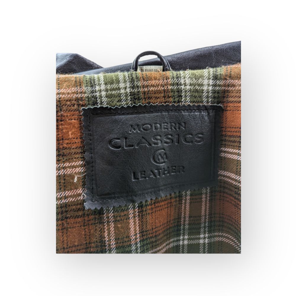 Modern Classic Black Button Up Leather Coat Men Size Large