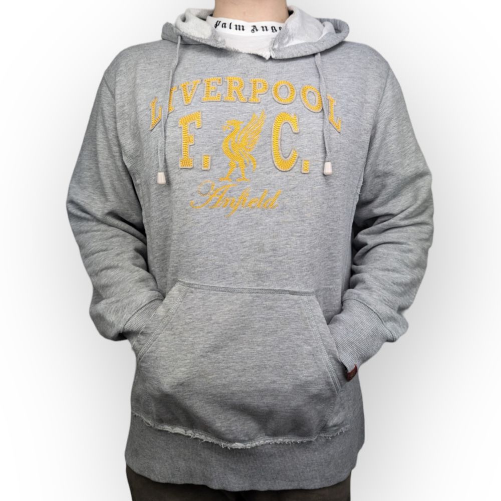 Liverpool FC This Is Anfield Vintage Grey Pullover Hoodie Men Size Large