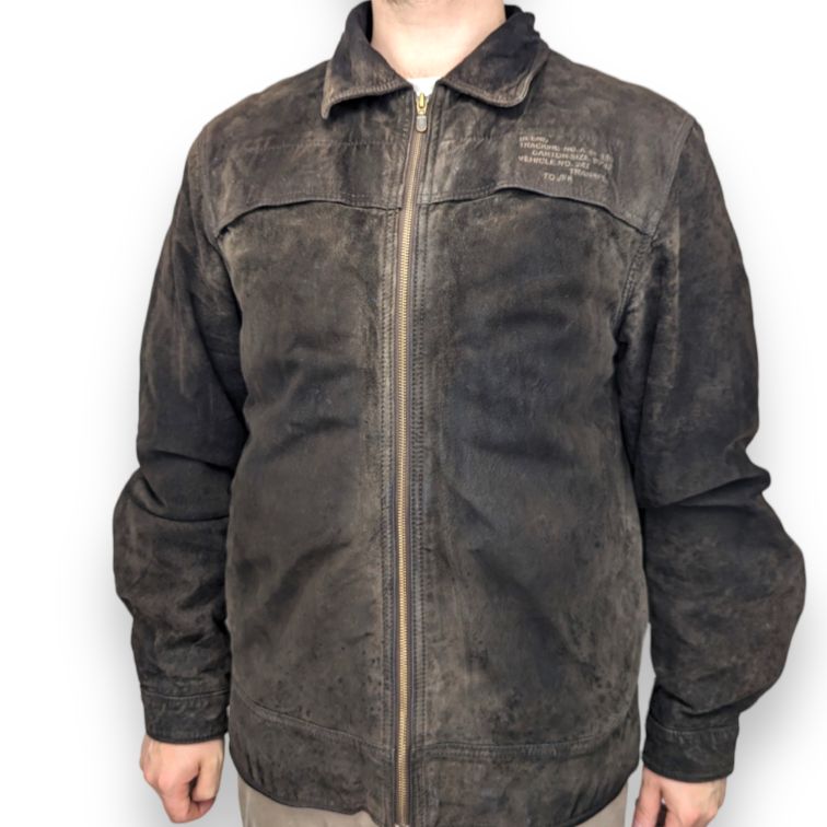 522-Blend-S RE WORK Vintage Brown Leather Jacket Men Size XL