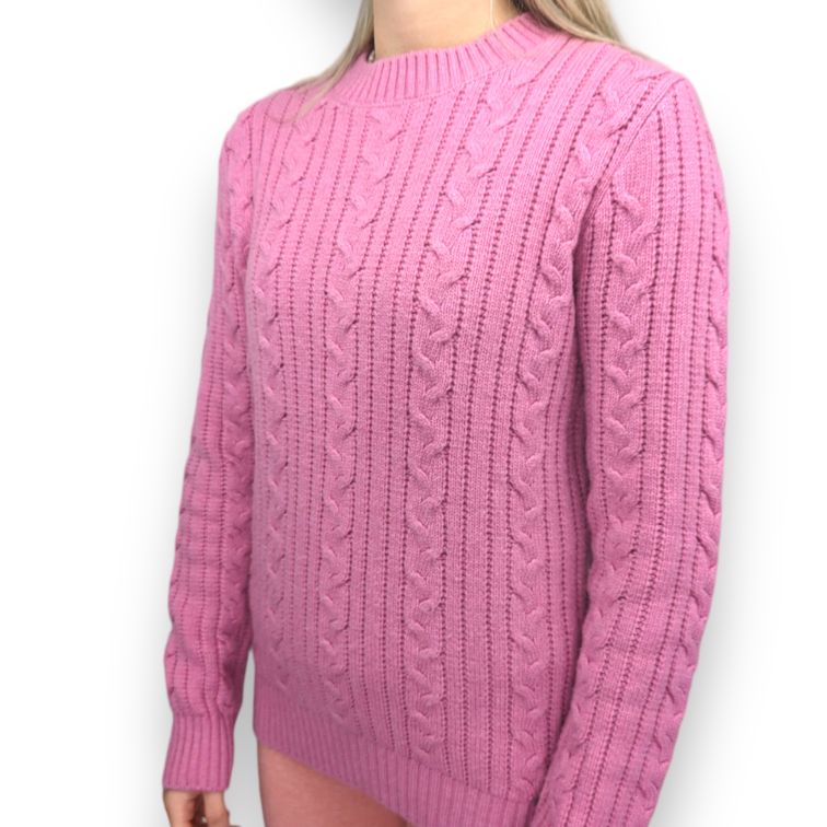 Diesel Pink Knit Long Sleeve Crew Neck Pullover Jumper Women Size Medium