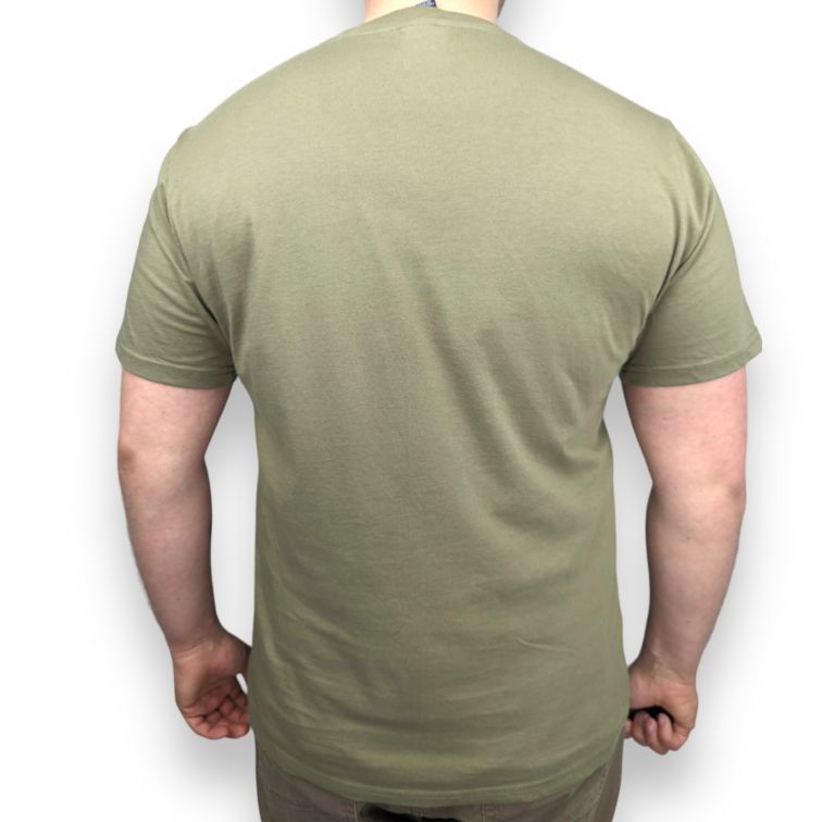 Champion Green Khaki Short Sleeve Cotton T-Shirt Men Size Large